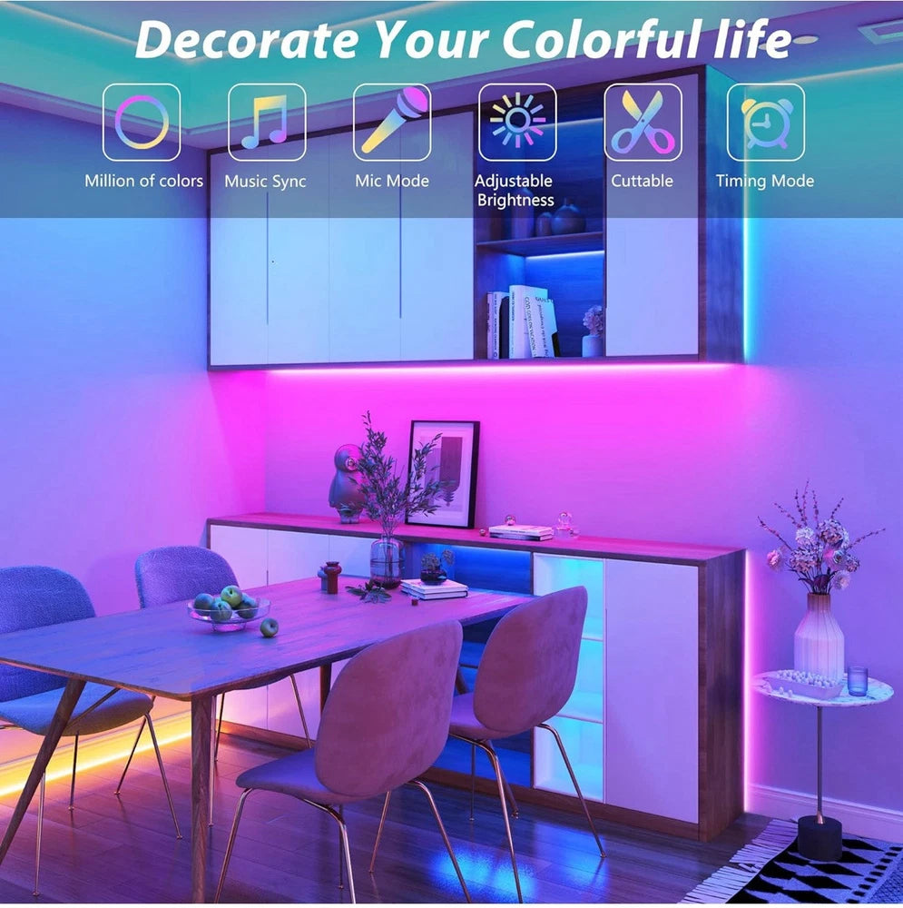 50 Ft LED Strip Lights, Smart Light with App Remote Control, RGB LED 1 ROLL 50ft smart bulb
