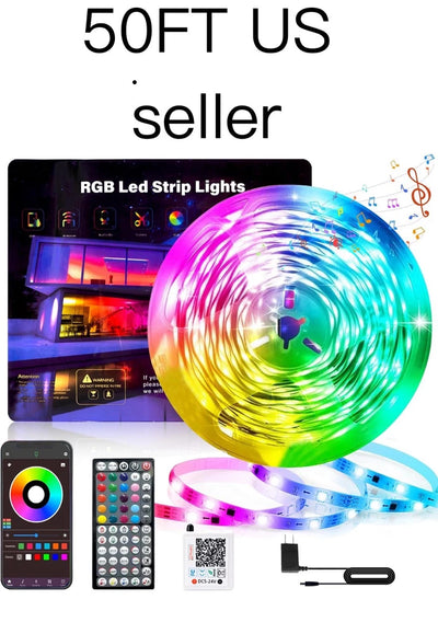 50 Ft LED Strip Lights, Smart Light with App Remote Control, RGB LED 1 ROLL 50ft smart bulb