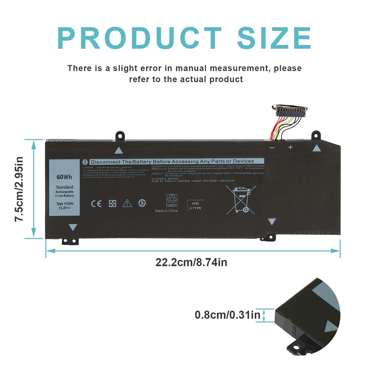 1F22N Battery For Dell Alienware M15 M17 R1 G7 7590 7790 G5 5590 D2842W