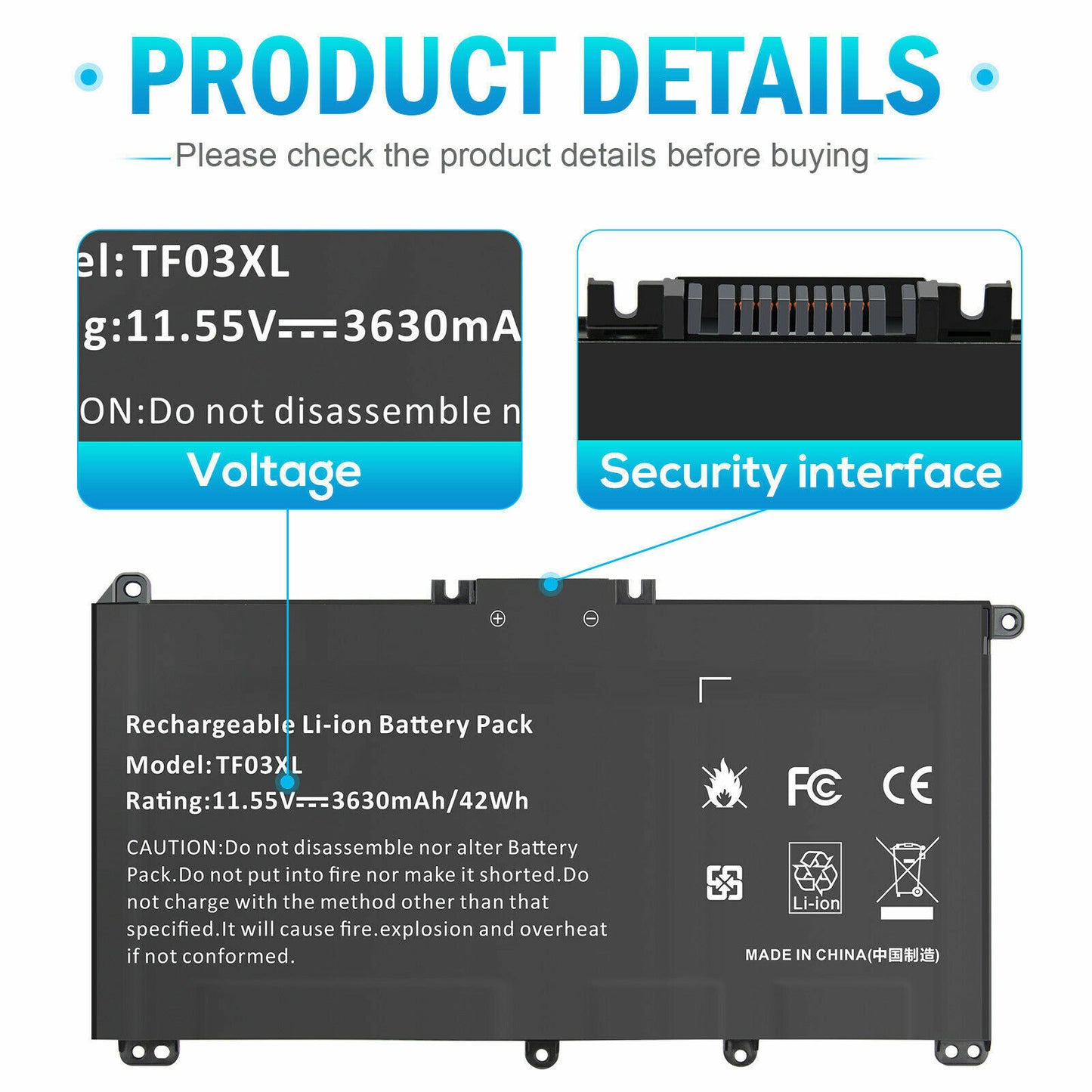 TF03XL Battery For HP Pavilion 920070-855 920046-421 920046-541 17-AR 15-CC