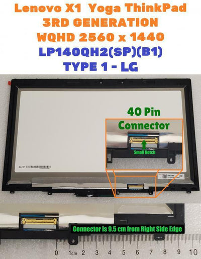 Lenovo Thinkpad x1 yoga 3rd gen WQHD screen LCD Touch digitizer Display 01YT250