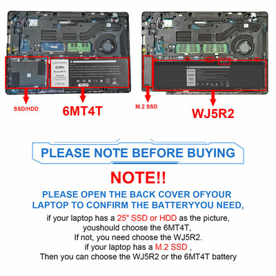 WJ5R2 11.4V 84Wh Laptop Battery Compatible for Dell Precision E5570 3510 4F5YV