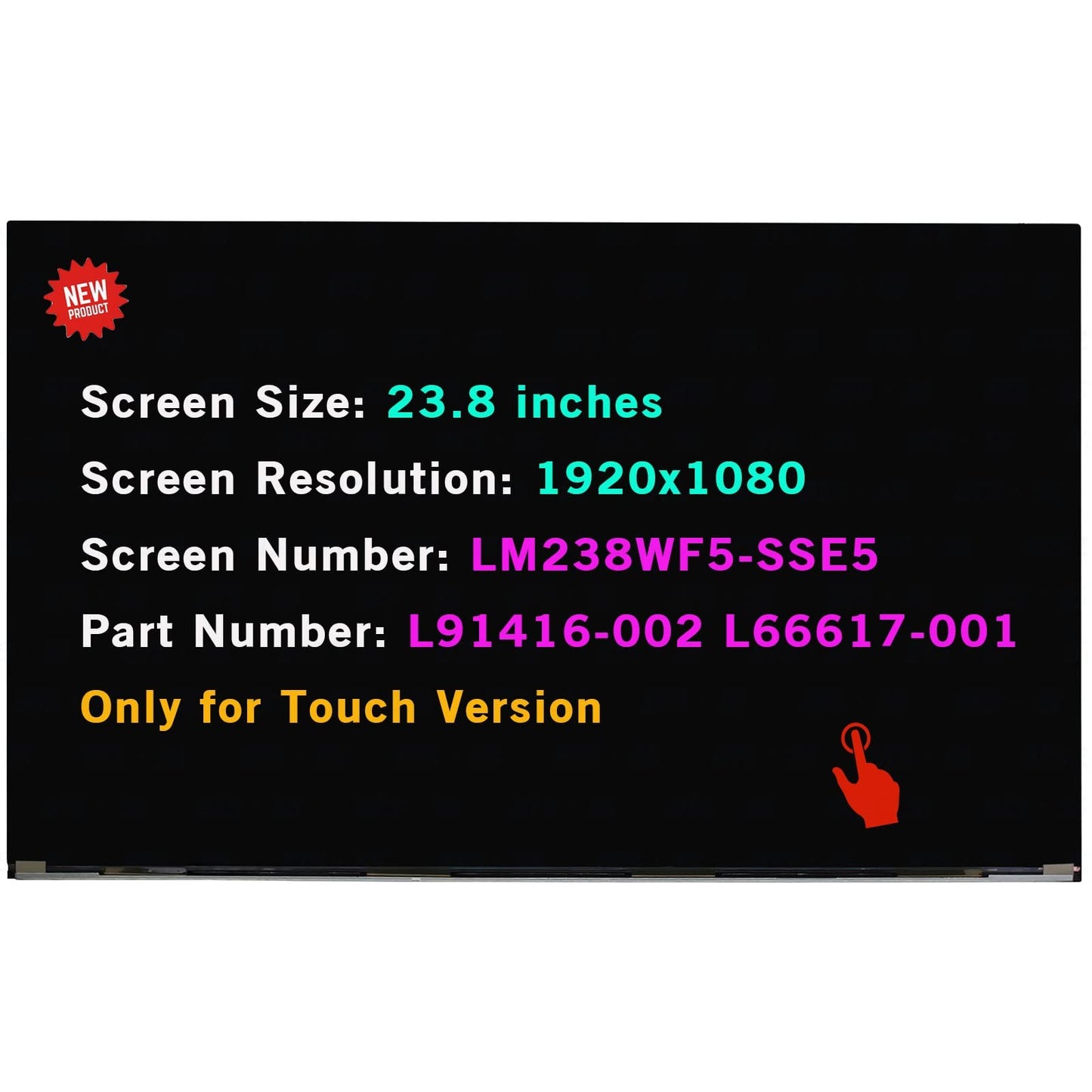 L66617-001 LCD Replacement for HP 24-dp0124 Touch Screen Display LM238WF5-SSE5