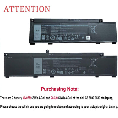 MV07R MVO7R 68Wh Battery for Dell G3 15 3500 3590 G5 5500 5505 SE JJRRD W5W19