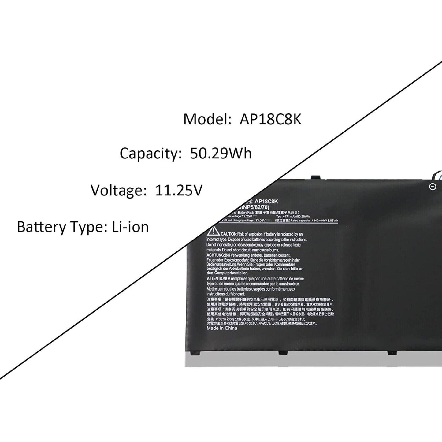 AP18C8K Battery For Acer Chromebook Spin CP713-2W 5 slim A515-54 A515-43 50.29Wh